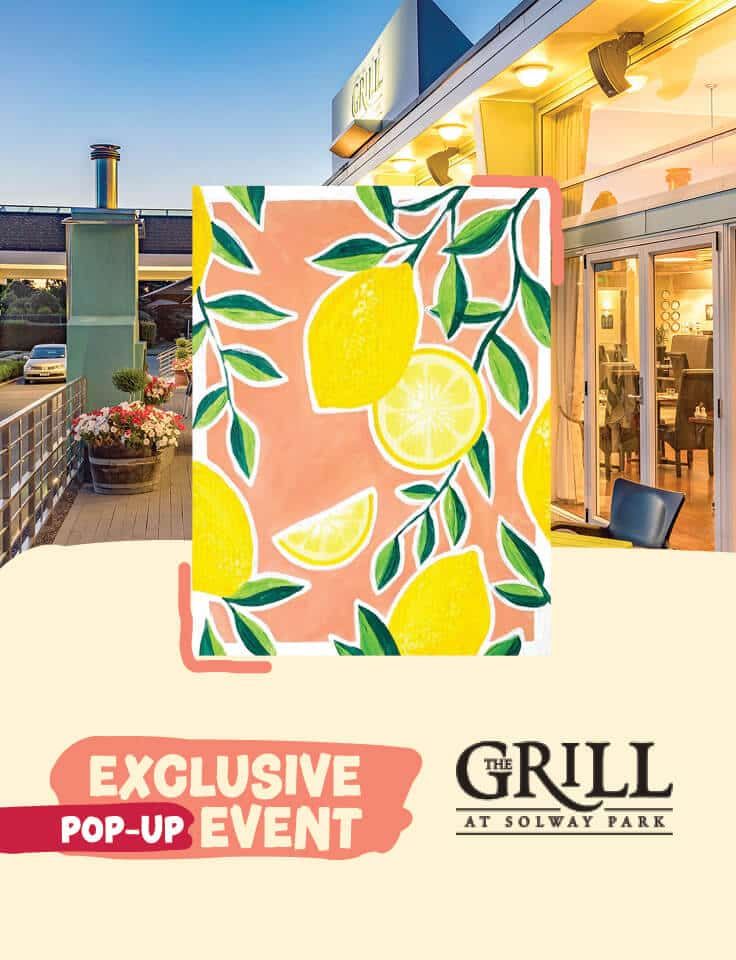 Pinot and Picasso's popular lemoncello artwork painting at a pop-up exclusive event at the Grill at Solway Park